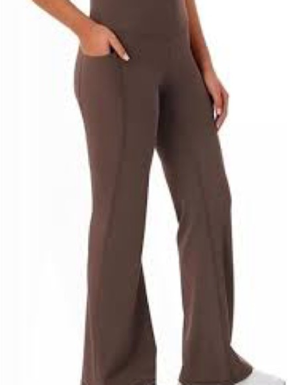 Women's Brown Wide-Leg Jumpsuit with Pockets